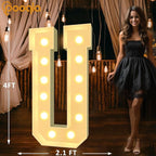 Pooqla 4 FT Marquee Light Up Letters, Cool White and Warm White Marquee Letter 4 Feet Tall, Giant LED Sign Big Mosaic Letter U for Balloons Birthday Party Anniversary Wedding Decorations