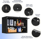 Yizosh Metal Garage Wall Cabinet with Doors and Shelves, Wall Mounted Metal Storage Cabinet, Floating Garage Tool Cabinet for Garage, Basement, Kitchen, Warehouse (Black, 21.6" H)