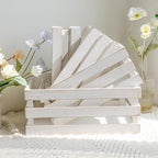 Large Wooden Crates Set of 4 Decorative Storage Box with Handles, Rustic Whitewashed Farmhouse Wooden Crates for Display, Living Room Container Baskets Box for Kitchen, Pantry, Bedroom