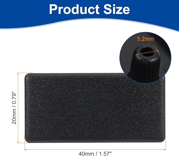 uxcell 10Pcs Extruded End Cap Nylon, 20x40mm T-Slot Aluminum Profile 2040 European Standard End Cap Extrusion Plug for Trolley, Fish Tank Rack, Storage Rack, Black