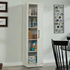 Sauder HomePlus Narrow Pantry Storage Cabinet Slim Single Door with Adjustable Shelves, Kitchen Laundry Bathroom Storage Cabinet, in Soft White