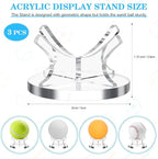 3 Pieces Acrylic Small Ball Stand Holder Sport Ball Display Rack Baseball Display Stand with 3 Pieces Non-Slip Rubber Pads for Baseball Golf Softball Tennis Spheres