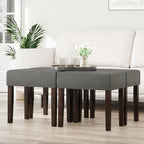 Leather Vanity Stool, 18.7 Inch Wide Rectangle Ottoman Bench for Makeup Room, Vanity Chair with Wood Legs for Piano Room, Bedroom,Living Room with Customizable (Gray)