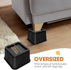 Bed Risers 5 Inch, Oversized Fit Up to 5.5" Legs, Heavy Duty Support 6000lbs, Stackable Bed Raising Blocks Furniture Sturdy Bed Lifts for College Dorm Rooms, Couches, Tables, Desks(4 Pack)