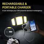 Yzoni Rechargeable Work Light, 30W 3000Lumen LED Work Light with 5 Modes, Battery Powered Magnetic Lights with 360°Rotate Foldable Design, Job Site Lighting for Car Repair, Garage, Workshop, Camping
