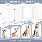 Full Metal Free Standing Dog Gate with Door for Outdoor Indoor,96'' Extra Wide 32'' Tall Dog Gates for Doorways,Large Openings,Decks,Porch,Freestanding Portable Pet Fence(4 Panels,Black)