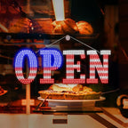 USA Flag 40"x14" Extra Large LED Open Signs for Business with Remote Controlled, 10 Levels Brightness Adjustable Unique Design Super Bright with Chain, High Visibility for Store Bar Hotel Retail Shop