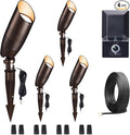 Low Voltage Landscape Lighting Kit, 4 Pack 3000K/4000K/5000K Adjustable Spotlights and 100W Transformer and 100FT Cable and 20 Wire Connectors, Aluminum ORB Waterproof Uplight for Tree Yard