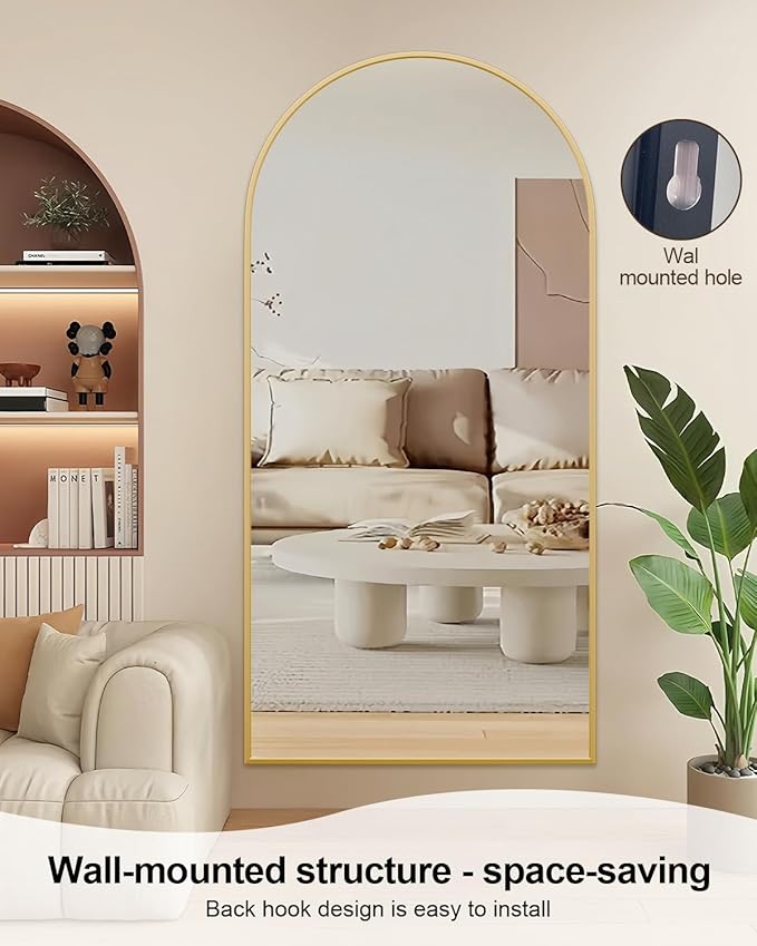 71"x32"Floor Mirror Full Length,Arched Full Length Mirror with Stand,Full Body Mirror,Hanging or Large Leaning for Bedroom Living Room Gold