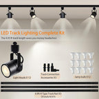 GU10 LED Black Track Lighting Complete Kit 6000K Natural White, Dimmable H Type 14.76ft Track Rails, 12 Packs GU10 LED Bulbs Ceiling Spotlight Fixture, an Cost-Effective Lighting Solution