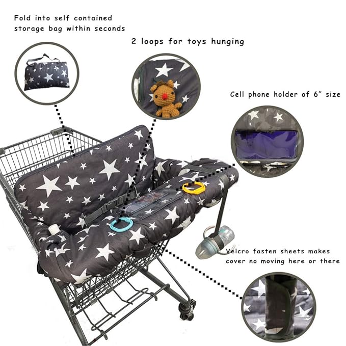 Shopping Cart Cover for Baby, Toddler 2-in-1 High Chair Cover, Star Print