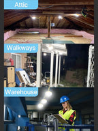 HYPERLITE Construction String Lights: 50FT 5 Bulbs Work Lights with Climbing Hooks - IP65 Waterproof Linkable LED Industrial Temporary Lighting for Construction Sites Attic Crawlspace Renovation