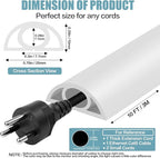 Floor Cord Cover Self Adhesive Cord Hider,10FT Cable Management, Extension Strip Protector for Wires, Prevent Cable Trips for Offices, Gyms, Exhibitions Cavity:0.3"(W) x 0.28"(H) White