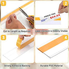 50 Pcs Shelf Label Strips 1.5''H x 48''L Self Adhesive Label Holder with 50 Pcs White Labels, Gondola Price Tag Holder Clear PVC Adhesive Ticket for Metal Wood Plastic Rack (Clear)