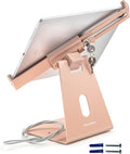 Volcora Anti-Theft Tablet Stand iPad Kiosk Stands with Lock, Pink 10-13'' ipad Stand for Desk, Swivel, Adjustable iPad Holder for Desk, iPAD Mount for POS Register, Retail Business, Cashier