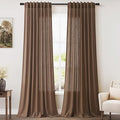 Extra Long Curtains 2 Panels 102 Inches Long for Dinning Room Caramel Brown Back Tab Rod Pocket Light Filtering Semi Sheer Drapes Cotton Linen Textured Window Curtain 102 Inch Length for Bedroom
