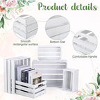 Soaoo 5 Pcs Decorative Nesting Wooden Crates for Storage Display 5 Size Large Small Rustic Wood Decorative Storage Crates with Handle Farmhouse Crate Box Container Made from Pine(Vintage White)