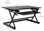 Rocelco 40" Large Height Adjustable Standing Desk BUNDLE - Quick Sit Stand Up with Floor Stand - Tall Gas Spring Assist Computer Workstation - Retractable Keyboard Tray - Black (R DADRB-40-FS2)