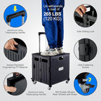 Folding Utility Cart Portable Rolling Crate Handcart Shopping Trolley Collapsible Tool Box, with Lid, Basket on 4 Rotate Wheels, for Grocery, Office, Luggage, Teacher (Black)