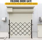Folding Security Gate 35.83''W X 48.03''H Steel Scissor Door Gate Barricade Gate Expandable Security Gate Flexible Accordion Security Gate with 360° Wheels&Padlock