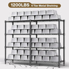 Himimi 4-Tier Heavy Duty Metal Storage Rack, 1200LBS Adjustable Wire Shelving for Storage, Standing Storage Shelf Units for Kitchen Garage Pantry Laundry, 60" W x 14" D x 60" H, Black
