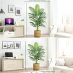Artificial Palm Tree 5FT Artificia Plants Indoor Fake Tree Tropical Fake Plam Trees Areca Floor Plant in Black Pot with 13 Trunks & Real Bark Design Faux Palm Plant for Outdoor Home Room Decor