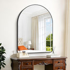 GLASHOM Arched Bathroom Mirror, 36"x48" Black Arched Mirror for Bathroom, Wall Mounted Mirror, Black Vanity Wall Mirror w/Metal Frame for Bedroom, Entryway, Living Room, Vertically Hanging