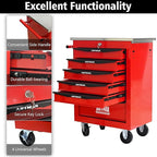 6-Drawer Heavy-Duty Rolling Tool Chest with Wheels & Steel Roof, Lockable Tool Chest Storage Cabinet for Garage, Workshop, Warehouse, and Repair Shop