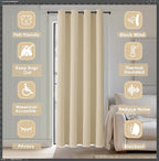 ChrisDowa Blackout Curtains 80 Inches Long for Doorways and Closets, Thermal Insulated Temporary Room Dividers (1 Panel, Biscotti Beige, 42 x 80 Inch)