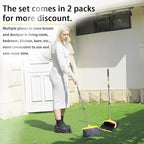2-Pack is More economical，Upgraded Broom and Dustpan， with 52" Long Handle, Dustpan Teeth with self-Cleaning Function, Indoor and Outdoor Sweeping, Perfect for Home Office