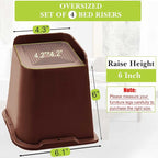 Bed Risers 1 inch, 2 inch, 3 inch, 4 inch, 6 inch, 8 inch Heavy Duty, Oversized Furniture Riser for Couch Sofa Table Chair Leg Frame Dorm, Support up to 6000 Lbs (Chocolat Brown 4 Pack, 6 inch)
