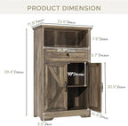 Floor Cabinet, Farmhouse Storage Cabinet with Barn Doors and Drawer, 11.81" D x 23.62" W x 39.37" H Grey Freestanding Adjustable Shelf Organizer for Bathroom, Kitchen, Living Room