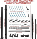 Metty Metal Handrails for Outdoor Steps Suitable for 1 to 5 Steps- Wrought Iron Stair Railing- Step Steady with 5 Feet Handrailing- Safe Indoor Home Banisters (White with Balusters)