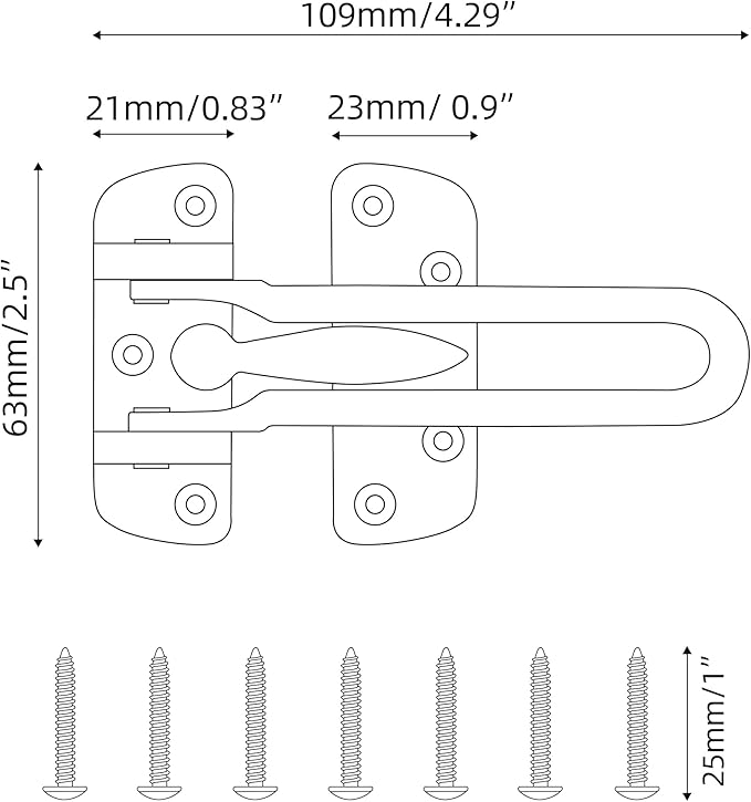 HASWARE Home Security Door Lock Swing Bar,Black Alloy Anti-Theft Door Guard Latch for Front and Inside Door, Safety Childproof Reinforcement Door Stopper (Golden)