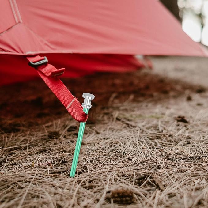 Cabilock 8pcs Aluminum Alloy Tent Pegs Lightweight Camping Stakes Backpacking Tent Accessories for Outdoor Use Random Color