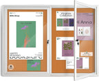Outdoor Enclosed Cork Bulletin Board 44x32 Inch, Double Door Lockable Wall-Mounted Weatherproof Display Case, Tamperproof Notice Memo Poster Board with Aluminum Frame for Office, School, Community