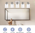 5 Light Track Lighting Kit Brushed Nickel Kitchen Track Lighting Fixtures Ceiling Mount Bathroom Vanity Wall Scones Light Fixture with Clear Glass, Rotatable Spotlight for Kitchen Shop Hallway