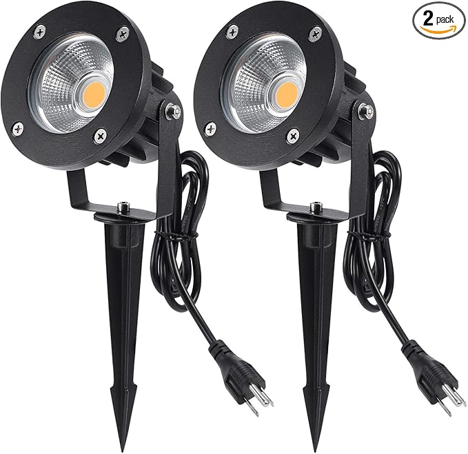 Led Landscape Light High Power 18W ,120V AC ,Warm White Waterproof Landscape Spotlights for Yard,Patio,Lawn, Wall, Flood,Driveway (2 Packs)