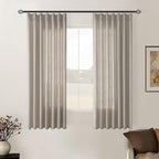 Burlywood Birch Pinch Pleated Linen Curtains 2 Panels for Living Room Bedroom Memory Training Shaped Semi Sheer Pleat Drapes with Hooks Rings Light Filtering Window Curtain 40x54