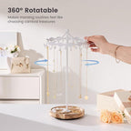Lolalet Rotating Necklace Holder Stand with Metal Hooks, Spinning Display Carousels, Freestanding Organizer Hanger, for Long Necklaces Chains -White