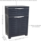Sunnydaze Plastic Garage Storage Cabinet with Adjustable Shelf - 34.5" H - Garage, Office, Home, Laundry Room - Speckled White