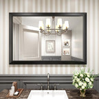 Amorho Black Bathroom Mirror, 48" x32" Thick Metal Framed Wall Mirrors for Over 2 Sinks, Bedroom, Living Room, Entryway, Large Rectangle Vanity Mirrors.