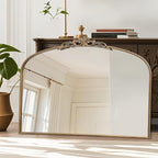 Micasso Large Vintage Gold Mirror: 48"x 33" French Baroque Antique Mirror - Traditional Ornate Decorative Wall Mounted Arched Mirrors for Wall/Mantel/Entryway/Hallway - Home Decor for Living Room