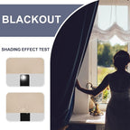 JIUZHEN Blackout Curtains for Bedroom - Thermal Insulated Room Darkening Rod Pocket Curtains for Living Room, Set of 2 Panels with Tiebacks, 38 x 84 Inch Length, Beige