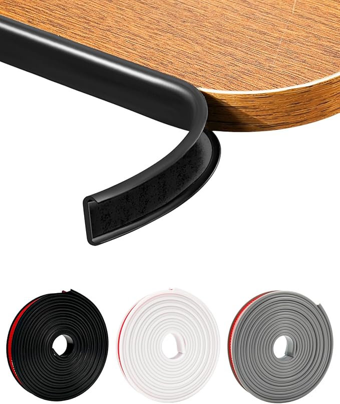 U-Shape Black TPE Edge Banding 32.8Ft Self-Adhesive Flexible Edge Trim, Furniture Edge Protector & Countertop Molding (W:0.8'' H:0.2'')