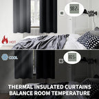 BGment Blackout Curtains - Grommet Thermal Insulated Room Darkening Bedroom and Living Room Curtain, Set of 2 Panels (70 x 84 Inch, Black)