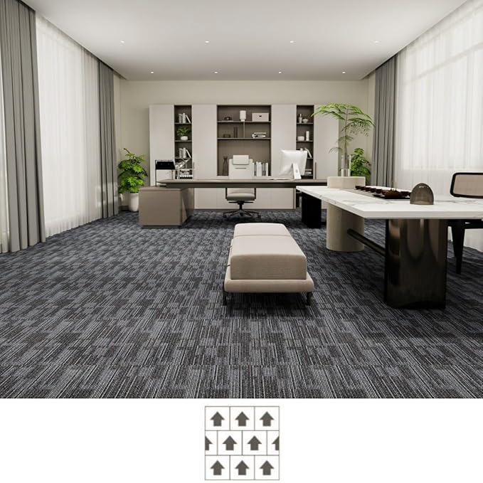 Carpet Tiles 24"x 24" 18PCS Non-Slip Soft Floor Carpet for Office, Bedroom, Living Room, Kitchen, Garage,Easy DIY Installation Seamless Floor Tiles Rug,Grey