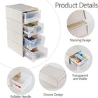 12 Quart Desktop Drawer Storage Unit, Plastic Stackable Storage Drawer, 4 Pack