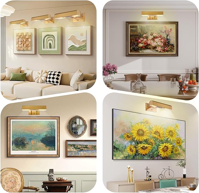 Picture Light Fixture, 15.75 inch Modern Painting Light, Full Metal Art Light for Display, Wall, Picture Frame, Painting Frame, Gallery, Brass Finish, E26 Base