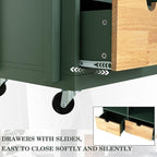 PHI VILLA Kitchen Island Cart on Wheels - Butcher Block Island Table for Food Prep, Rolling Kitchen Trolley with Storage